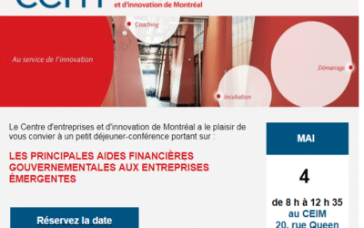 LES PRINCIPALES AIDES FINANCIÈRES GOUVERNEMENTALES AUX ENTREPRISES ÉMERGENTES